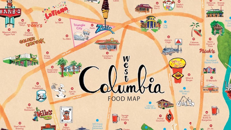 West Columbia Food Map