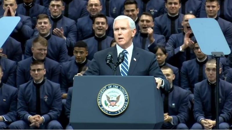 Vice President Mike Pence speaks to Cadets at The Citadel Thursday afternoon.