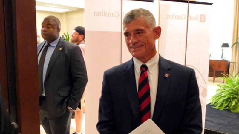 New University of South Carolina President Bob Caslen meets with alumni and others on Monday,...