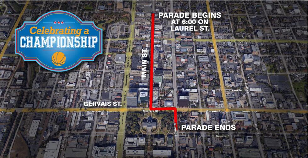 The Gamecocks parade route.