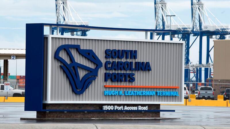 A sign marks the site of a new South Carolina Ports Authority terminal named for longtime...