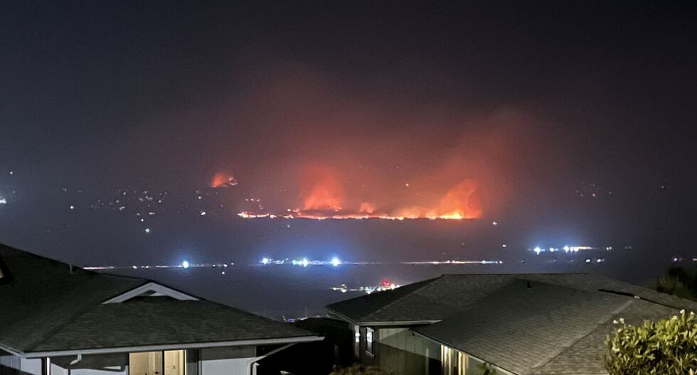 Maui’s Pulehu Road fire is shown.