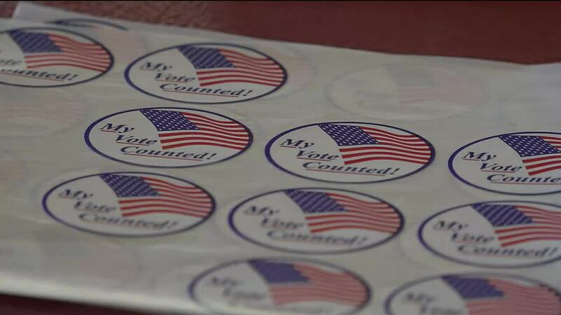 File photo of voting stickers.