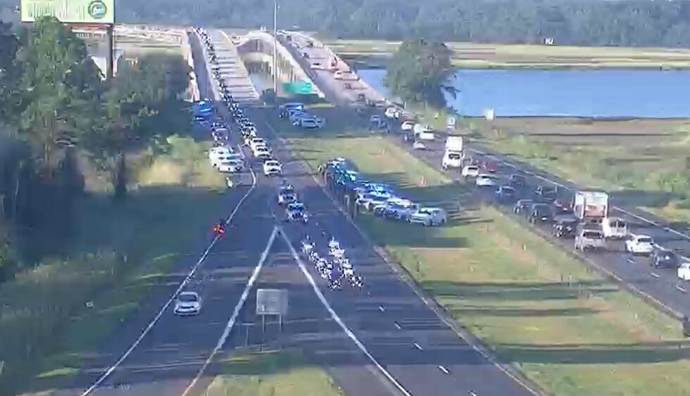 Law enforcement agencies escort K-9 Rico from Charleston to a memorial service in Columbia....
