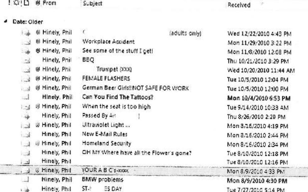 Some of the emails from Fairfield County Administrator Phil Hinley's government email account....