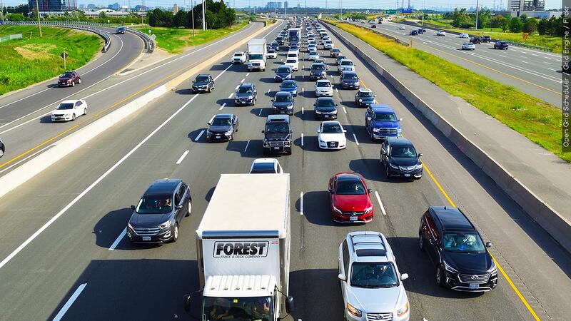 Traffic jam on a highway.