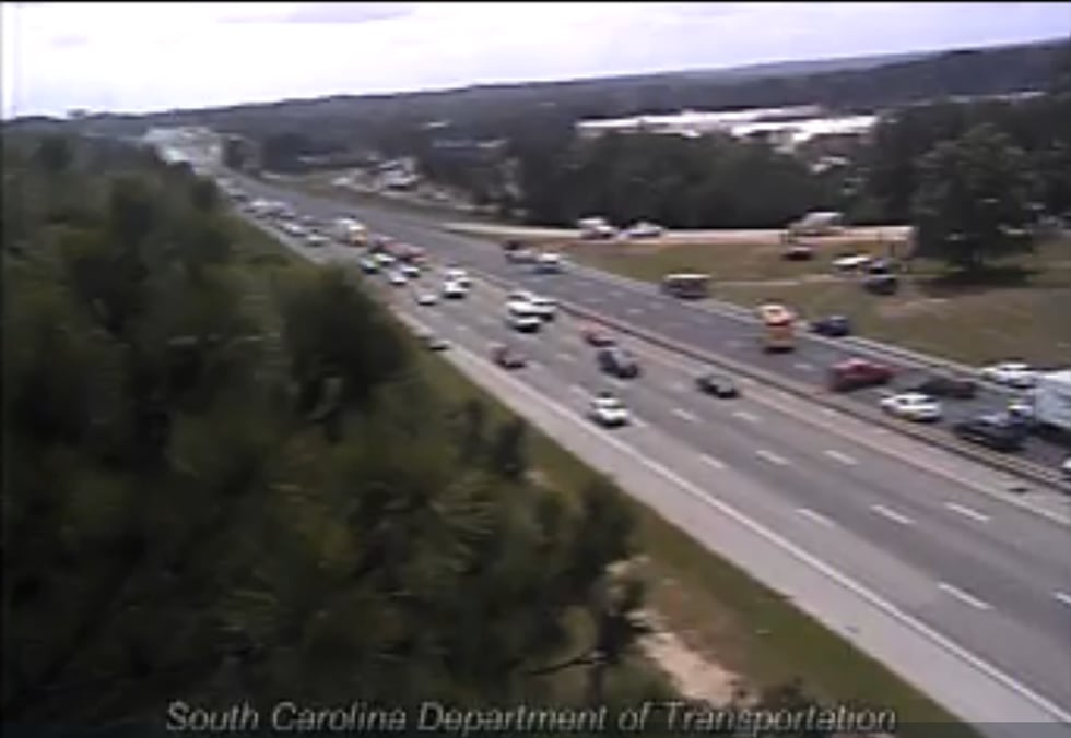 A vehicle crash has lanes on both sides of Interstate 26 at Harbison Boulevard closed on May...